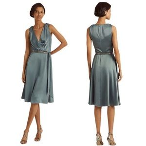 NWT $245 Lauren Ralph Lauren Surplice Neck Bead Belt Cocktail Dress 8. Not worn!